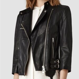 Allsaints Turne leather biker jacket size 8 VGUC